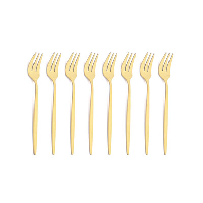 8 vnt nerūdijančio plieno arbatos šakutės juodos auksinės pyrago šakutės užkandžiai salotos kavos vaisių šakutė veidrodis stalo įrankiai stalo reikmenų rinkinys virtuvės reikmenys