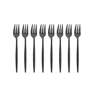 8 vnt nerūdijančio plieno arbatos šakutės juodos auksinės pyrago šakutės užkandžiai salotos kavos vaisių šakutė veidrodis stalo įrankiai stalo reikmenų rinkinys virtuvės reikmenys