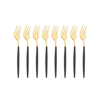 8 vnt nerūdijančio plieno arbatos šakutės juodos auksinės pyrago šakutės užkandžiai salotos kavos vaisių šakutė veidrodis stalo įrankiai stalo reikmenų rinkinys virtuvės reikmenys