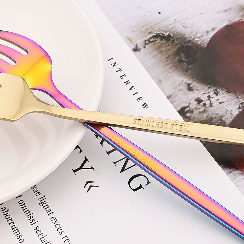 8 vnt nerūdijančio plieno arbatos šakutės juodos auksinės pyrago šakutės užkandžiai salotos kavos vaisių šakutė veidrodis stalo įrankiai stalo reikmenų rinkinys virtuvės reikmenys