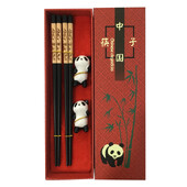 Rankų darbo kiniškų lazdelių stalo įrankių rinkinys Panda Chopsticks dovanų dėžutės rinkinys Natūralių medinių lazdelių indų rinkinys