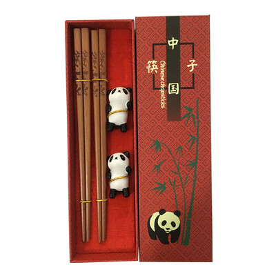 Rankų darbo kiniškų lazdelių stalo įrankių rinkinys Panda Chopsticks dovanų dėžutės rinkinys Natūralių medinių lazdelių indų rinkinys