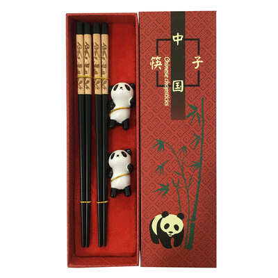 Rankų darbo kiniškų lazdelių stalo įrankių rinkinys Panda Chopsticks dovanų dėžutės rinkinys Natūralių medinių lazdelių indų rinkinys