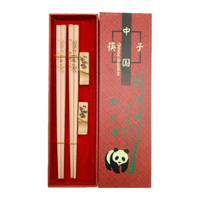 Rankų darbo kiniškų lazdelių stalo įrankių rinkinys Panda Chopsticks dovanų dėžutės rinkinys Natūralių medinių lazdelių indų rinkinys