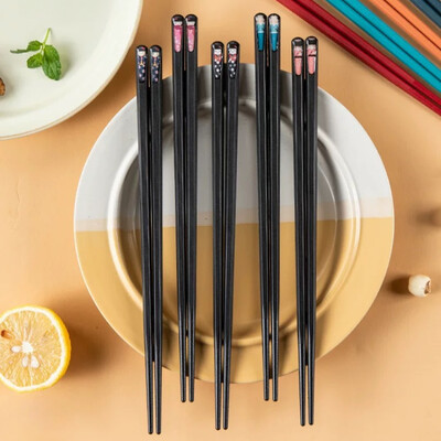 Set de betisoare din aliaj negru 10 perechi de betisoare de sushi japoneze Accesorii pentru tacamuri pentru restaurant Anti-mucegai si antibacterian