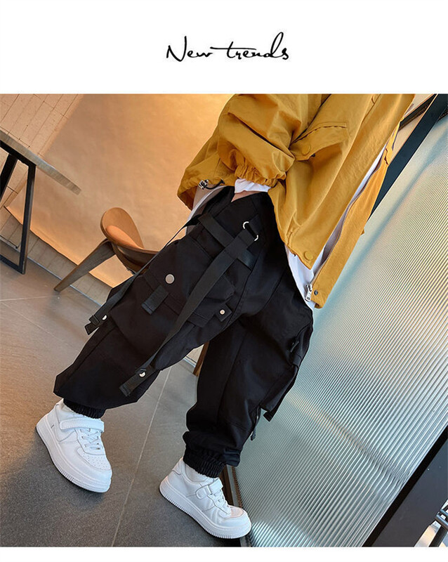 Fiú alkalmi kezeslábas nadrágok tinédzser egyenes nadrág 2024 új gyerekek hip-hop kocogó nadrágok gyermek vintage utcai melegítőnadrág