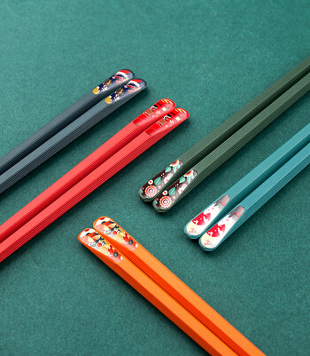 JANKNG 5 Pair/Set Chopstick Cartoon Ιαπωνικά Chopsticks Πολύχρωμα Παιδικά Παιδικά Κινέζικα Chopstick Learner Σετ Palillos Chinos