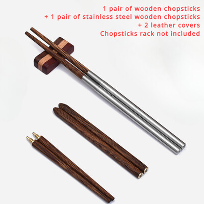 Ξύλινα πτυσσόμενα chopsticks Φορητά πτυσσόμενα chopsticks από ανοξείδωτο ατσάλι με θήκη για υπαίθριο κάμπινγκ σετ επιτραπέζια σκεύη ταξιδιού Δώρο