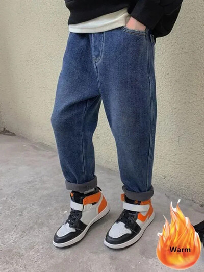 Παντελόνια για αγόρια χοντρά μονοκόμματα Velvet 2023 Νέα μοντέρνα τζιν για παιδιά για το φθινόπωρο και το χειμώνα