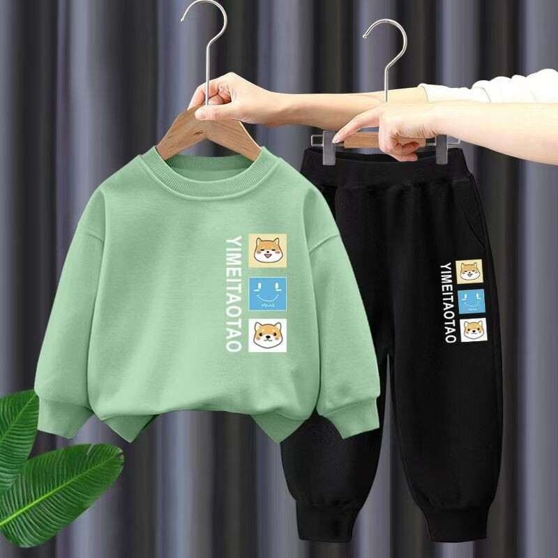 Haine copii Băieți și fete Toamnă Top cu mâneci lungi și pantaloni Seturi 2 bucăți Copii Băieți și fete Trening cu imprimeu ținută sport