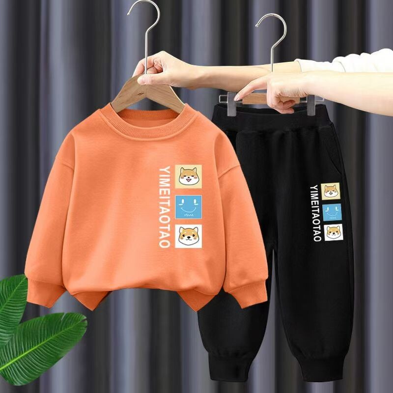 Haine copii Băieți și fete Toamnă Top cu mâneci lungi și pantaloni Seturi 2 bucăți Copii Băieți și fete Trening cu imprimeu ținută sport