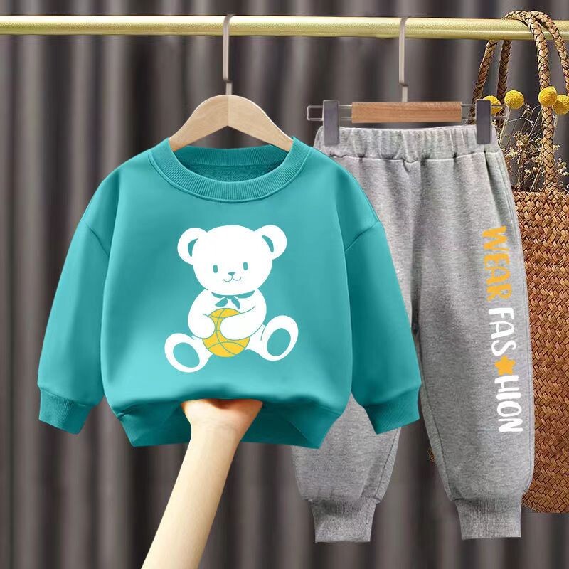 Haine pentru fetițe Toamnă cu mânecă lungă Hanorac și pantaloni Seturi 2 piese Adolescent și fetiță Trening cu imprimeu Ținută de urs sport