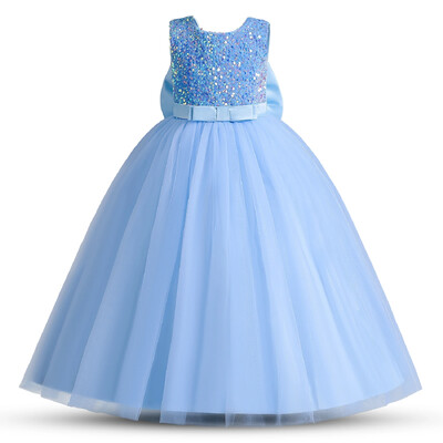 Φόρεμα με χνουδωτή παγιέτα Bridemaid Πριγκίπισσα για κορίτσια Κομψό φιόγκο ροζ γαμήλιο βραδινό χορό Παιδικά φορέματα για πάρτι για κορίτσια κοστούμια γενεθλίων