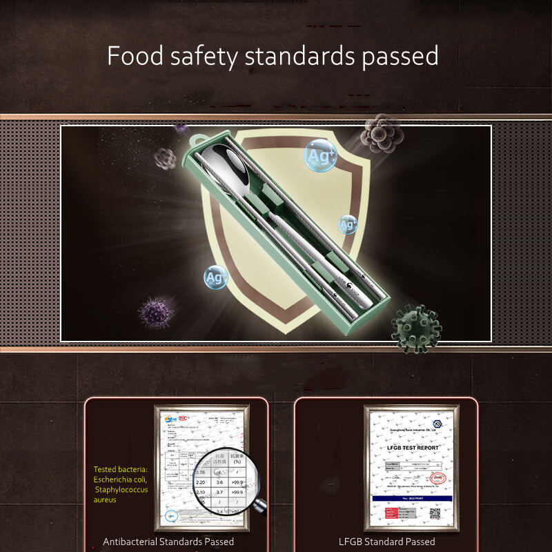 Mute Portable Bețișoare din oțel inoxidabil 316 Oală Lingură Tacâmuri Bento Certificat LFGB Accesorii pentru picnic pentru camping în siguranță