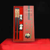 Κινέζικα Chopsticks Χειροποίητα επιτραπέζια σκεύη φιλικά προς το περιβάλλον Αντιολισθητικά μαχαιροπίρουνα 2 ζευγαριών Panda Chopsticks Δώρο σετ σερβίτσιο από φυσικό ξύλο