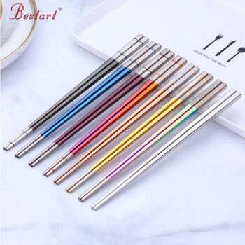 5 Pairs Sushi Japanese Acciaio Metal Hashi Chopsticks Σετ με κουτί δώρου Μαύρα κινέζικα Eating Noodles Food Chop Sticks Επιτραπέζια σκεύη