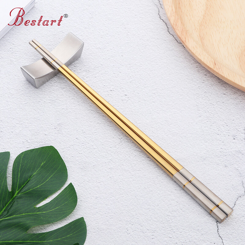 5 Pairs Sushi Japanese Acciaio Metal Hashi Chopsticks Σετ με κουτί δώρου Μαύρα κινέζικα Eating Noodles Food Chop Sticks Επιτραπέζια σκεύη