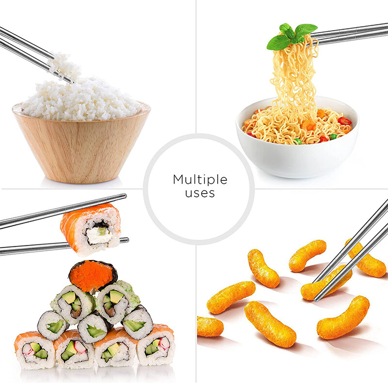 Πέντε ζεύγη 22cm μεταλλικό αντιολισθητικό σχέδιο Ρετρό μπλε λευκό πορσελάνινο μοτίβο chopsticks από ανοξείδωτο ατσάλι JDZ Sushi Sticks Convenient