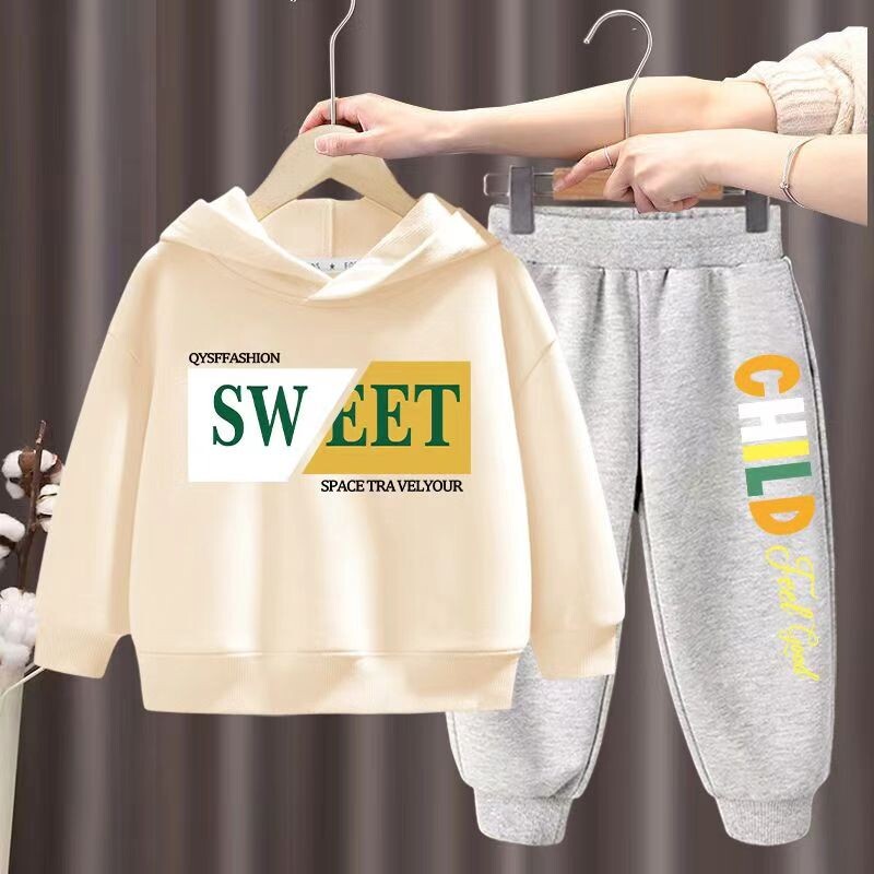 Haine copii Băieți și fete Toamnă cu mânecă lungă Hanorace și pantaloni Seturi 2 piese Trening cu glugă Copii Fată și băiat ținută contrast