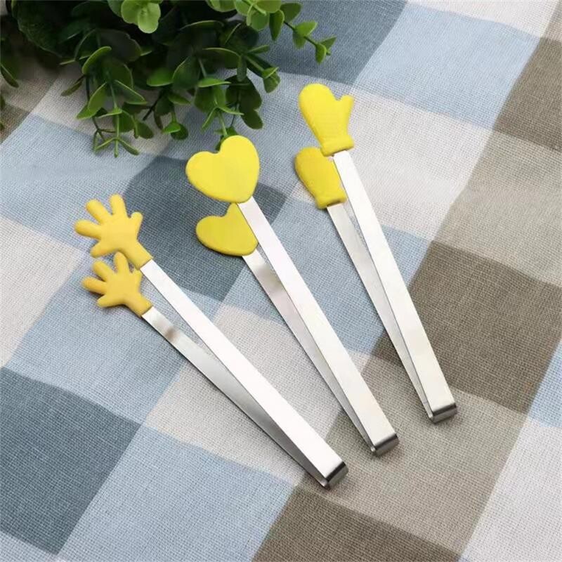 1/3 tk silikoonist minitangid roostevabast terasest käekujulised toidutangid köök grillpraad praadimisklamber grill suupiste jää kommiklamber