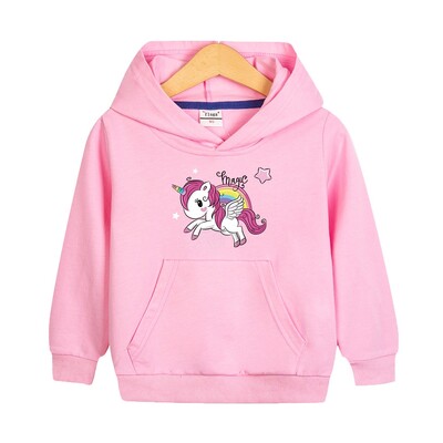 2024 Νέο, ποιοτικό βαμβακερό μπλουζάκι Unicorn, παιδικά ρούχα για κορίτσια, ροζ μακρυμάνικο παιδικό μπλουζάκι Bluey ρούχα με κουκούλα