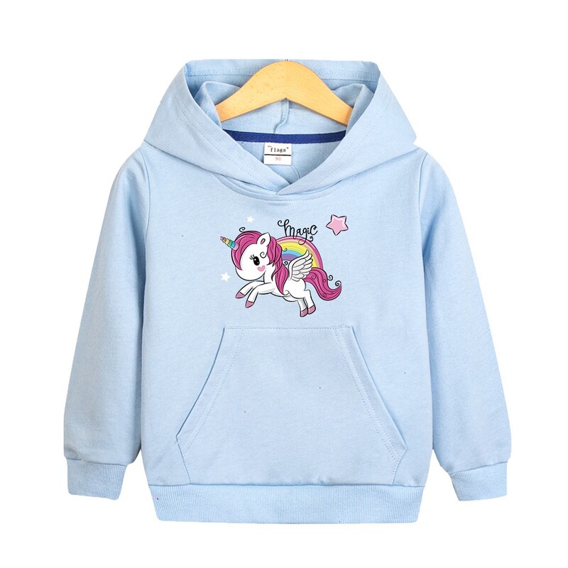 2024 Νέο, ποιοτικό βαμβακερό μπλουζάκι Unicorn, παιδικά ρούχα για κορίτσια, ροζ μακρυμάνικο παιδικό μπλουζάκι Bluey ρούχα με κουκούλα