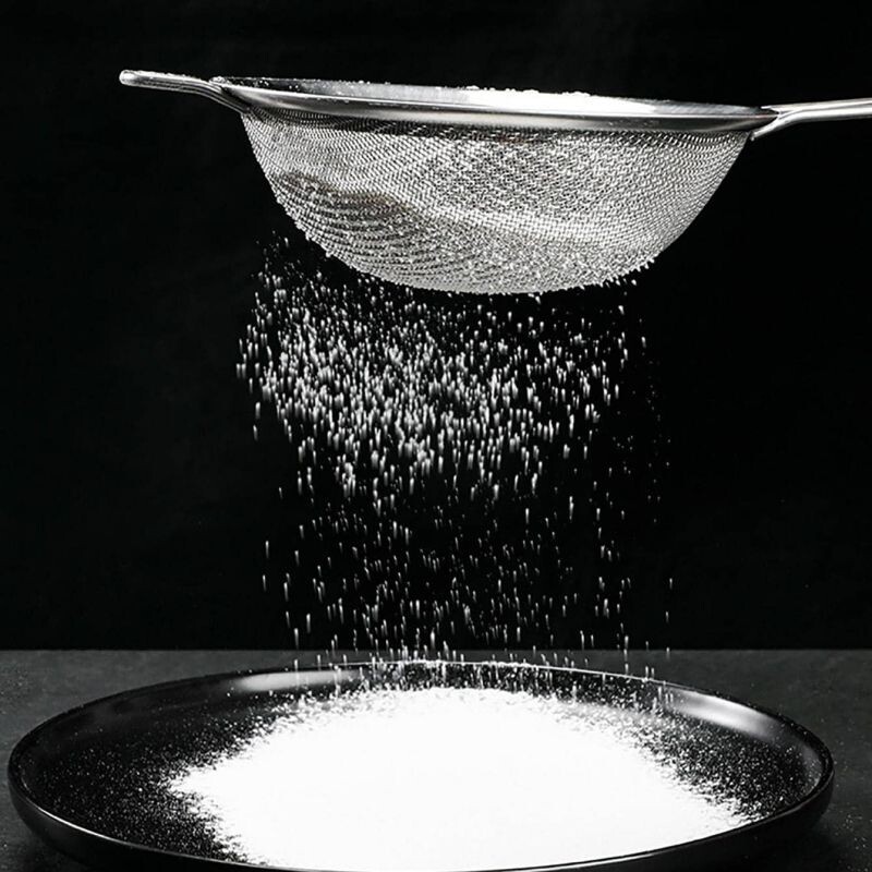 3 smulkaus tinklelio nerūdijančio plieno sietelio rinkinys su ilga rankena virtuvės įrankiu