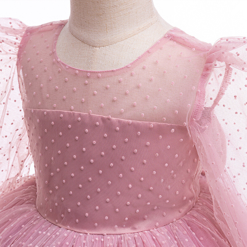 Elegantna večernja haljina za dječju zabavu od 0 do 6. rođendana Haljina za bebe od gaze, točkice, rukavi s mjehurićima, haljina za princezu za slatku djevojčicu