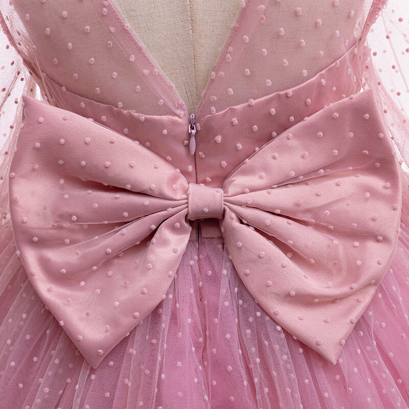 Elegantna večernja haljina za dječju zabavu od 0 do 6. rođendana Haljina za bebe od gaze, točkice, rukavi s mjehurićima, haljina za princezu za slatku djevojčicu