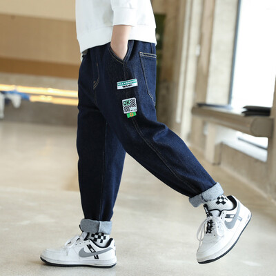 3–14 metų madingi vaikiški džinsai berniukams Džinsinės kelnės Stilingos kelnės Vaikiški drabužiai 3 4 5 6 7 8 10 12 14 metų OKD239577