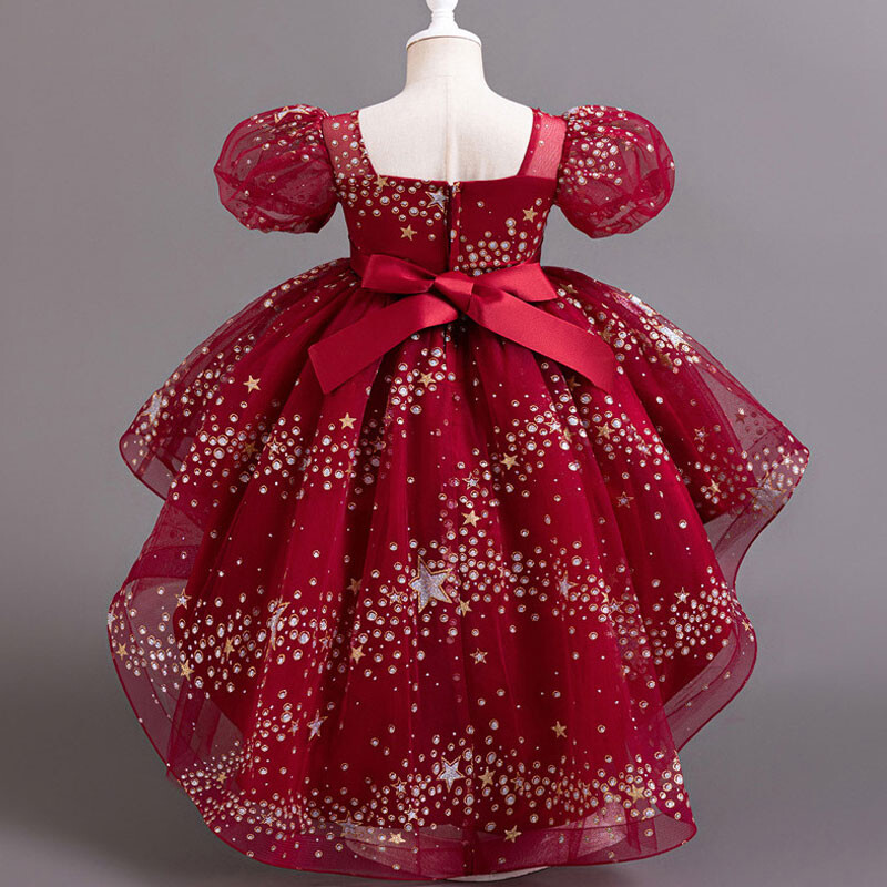 Moda fete rochie cu paiete maneca scurta dantela rochii fete flori pentru nunti vara copii rochii domnisoare de onoare 2-12 ani