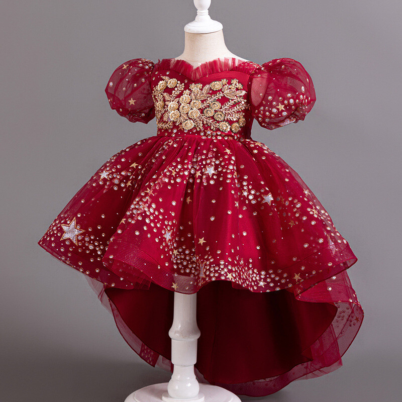 Moda fete rochie cu paiete maneca scurta dantela rochii fete flori pentru nunti vara copii rochii domnisoare de onoare 2-12 ani