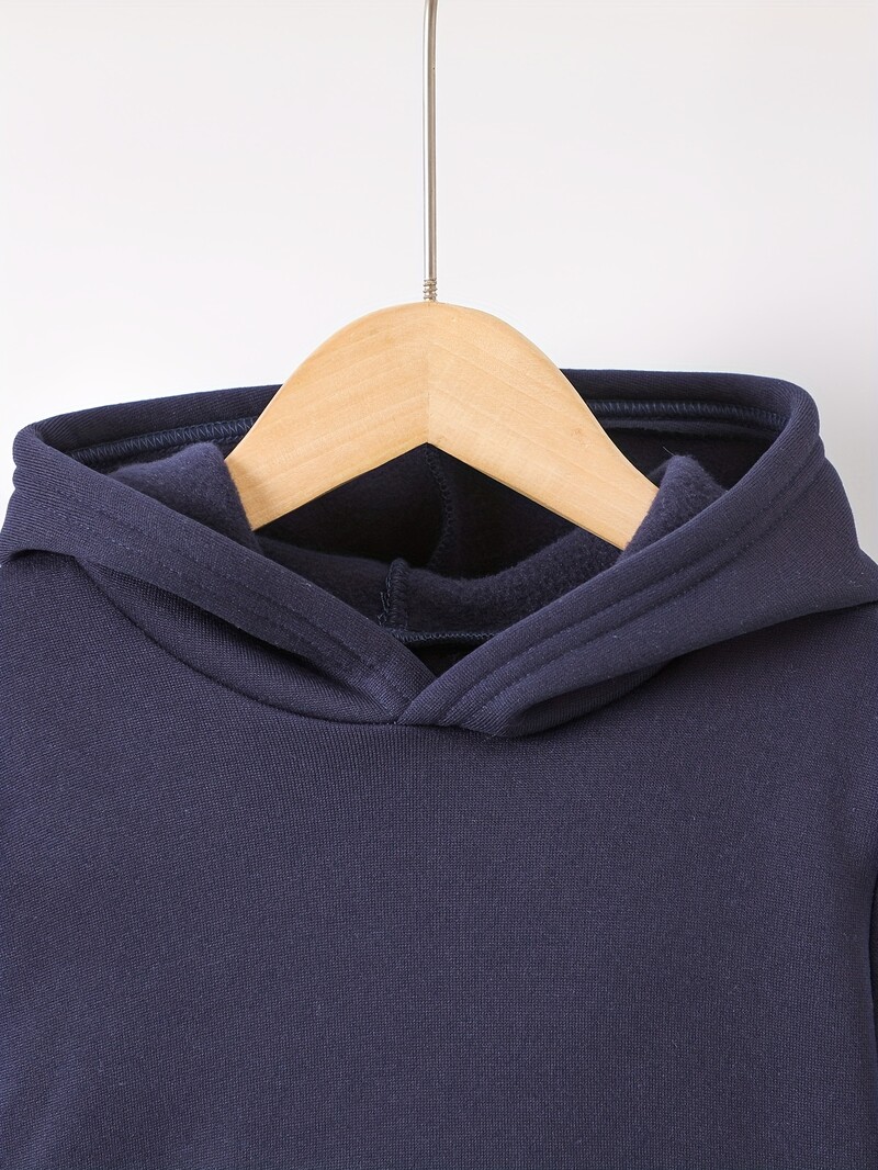 2 seturi de toamnă/iarnă, stil sportiv nou casual pentru băiat, cu imprimeu confortabil cu litere, căptușeală caldă cu hanorac și pantaloni de trening