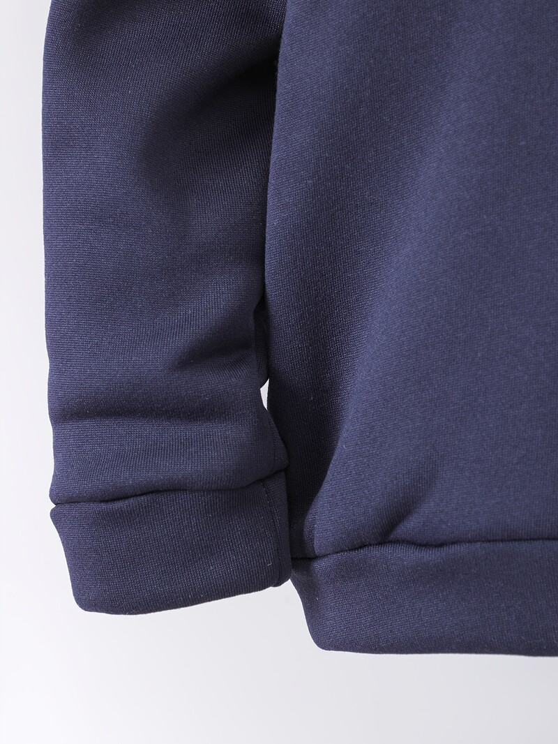 2 seturi de toamnă/iarnă, stil sportiv nou casual pentru băiat, cu imprimeu confortabil cu litere, căptușeală caldă cu hanorac și pantaloni de trening