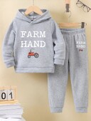 2 set de toamnă și iarnă nou casual, confort, stil sport, băieți caldi, imprimate cu captuseală caldă și pantaloni de trening