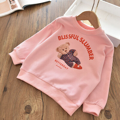 Κοριτσίστικα κινούμενα σχέδια Χαριτωμένα περιστασιακά με κουκούλα με στρογγυλή λαιμόκοψη Παιδικά ρούχα για κορίτσια για φθινοπωρινό βαμβάκι Ευέλικτο πουλόβερ κοριτσιών για παιδιά