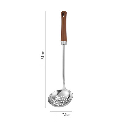 Ilgos medinės rankenos skimerio sriubos šaukštas, serviravimo šaukštas, nerūdijančio plieno virtuvės reikmenys – nemokamas pristatymas