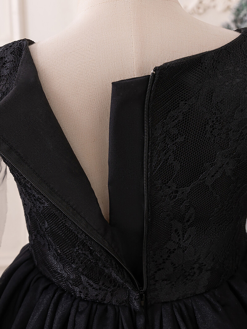 Φόρεμα Princess Flower Girl Μαύρο Φόρεμα με Τούλι Καλοκαιρινό φόρεμα για πάρτι γενεθλίων γάμου