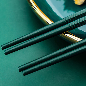 5 ζεύγη Πράσινο χρυσό Σετ chopsticks από κράμα αντιολισθητικό Σετ chopsticks σούσι επαναχρησιμοποιήσιμα κινέζικα chopsticks Σετ σερβίτσιο κουζίνας για το σπίτι