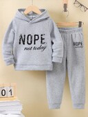 2 σετ Αγόρια για φθινοπωρινό και χειμώνα νέο σπορ στυλ casual fashion μοτίβο με εμπριμέ ζεστό και fleece hoodie και αθλητική φόρμα