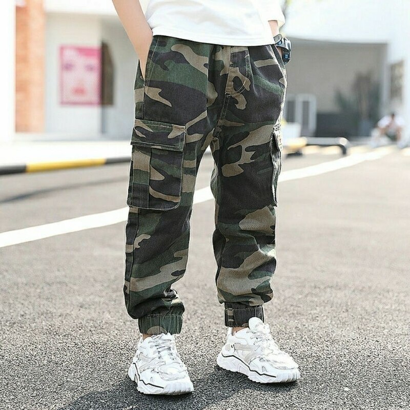 Vaikiškos kelnės, pavasario ir rudens stiliaus, naujos kamufliažinės kelnės berniukams, mažos ir vidutinės sportinės laisvalaikio kelnės berniukams, madinga korėjietiška versija
