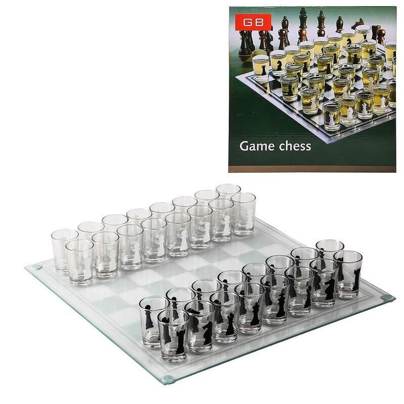 Шах с Чашки, Тип Стъклен, За напиване, 25х25 см