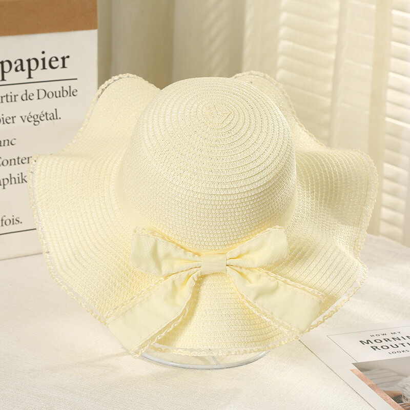Vasarinė skrybėlė nuo saulės Moteriška jūra paplūdimio atostogų kepurė nuo saulės Lauko kepurė su dideliais kraštais Miela graži šiaudinė kepurė