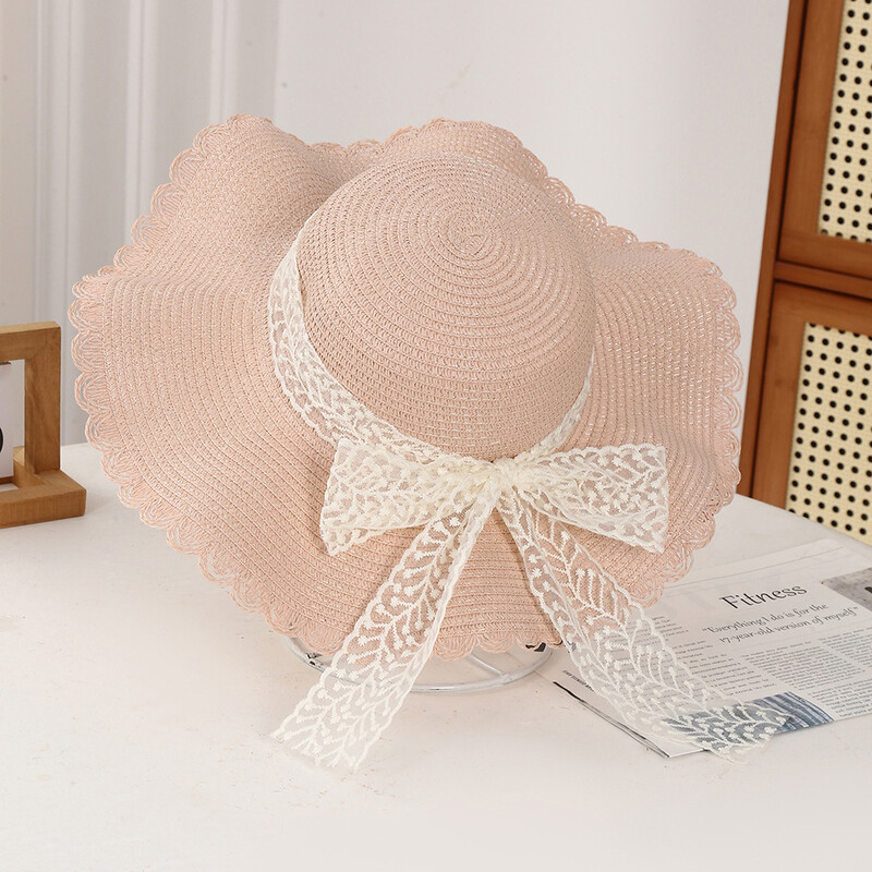 Vasarinė skrybėlė nuo saulės Moteriška jūra paplūdimio atostogų kepurė nuo saulės Lauko kepurė su dideliais kraštais Miela graži šiaudinė kepurė