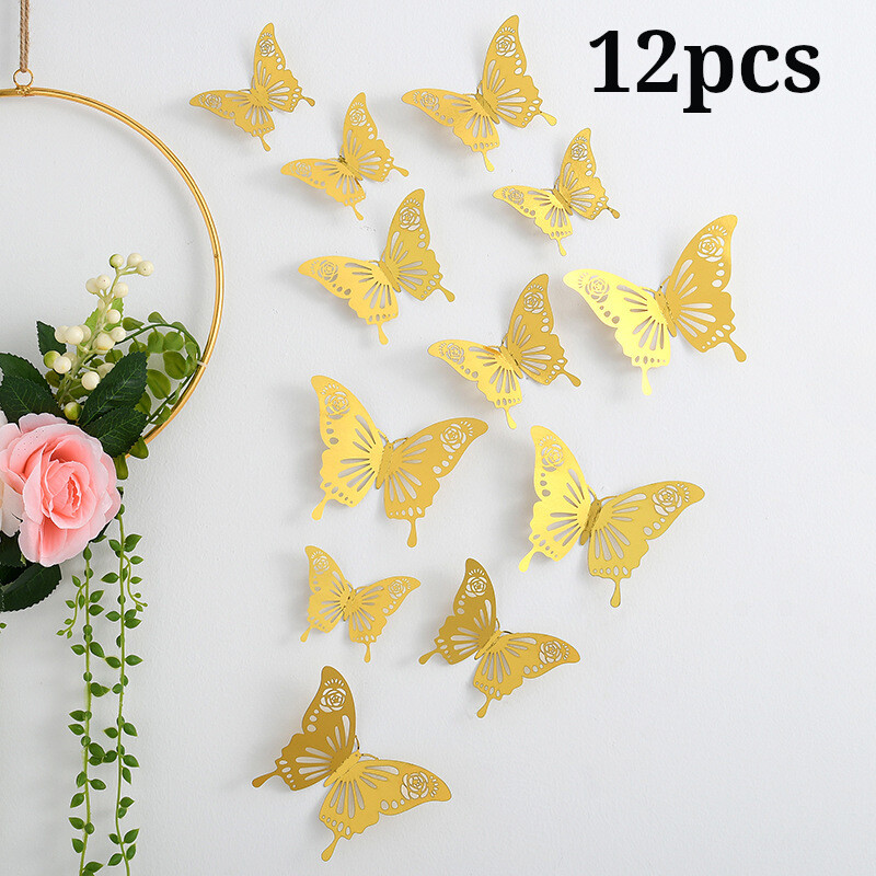 Tuščiavidurio drugelio sienos lipdukas 3D tuščiaviduris popierinis drugelis Užsienio prekybos vestuvių festivalio organizavimas namų dekoravimas