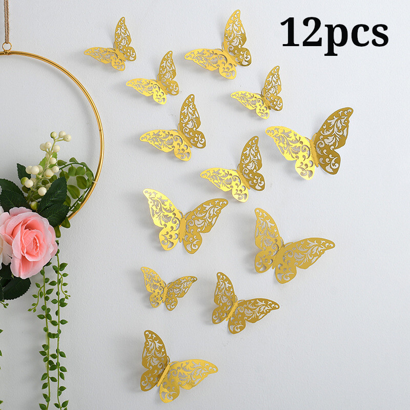 Tuščiavidurio drugelio sienos lipdukas 3D tuščiaviduris popierinis drugelis Užsienio prekybos vestuvių festivalio organizavimas namų dekoravimas