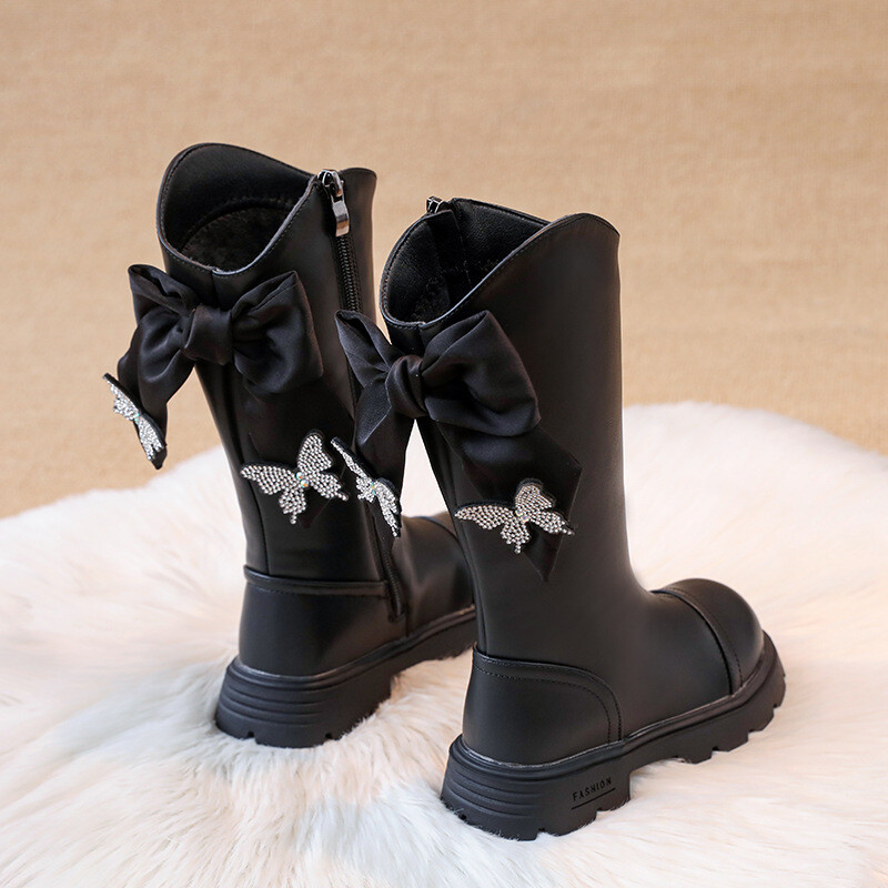 Csizma lányoknak fekete magas csizma 2024 új téli gyerekcsizma Martin csizma bőr csizma lányoknak őszi és téli cipő