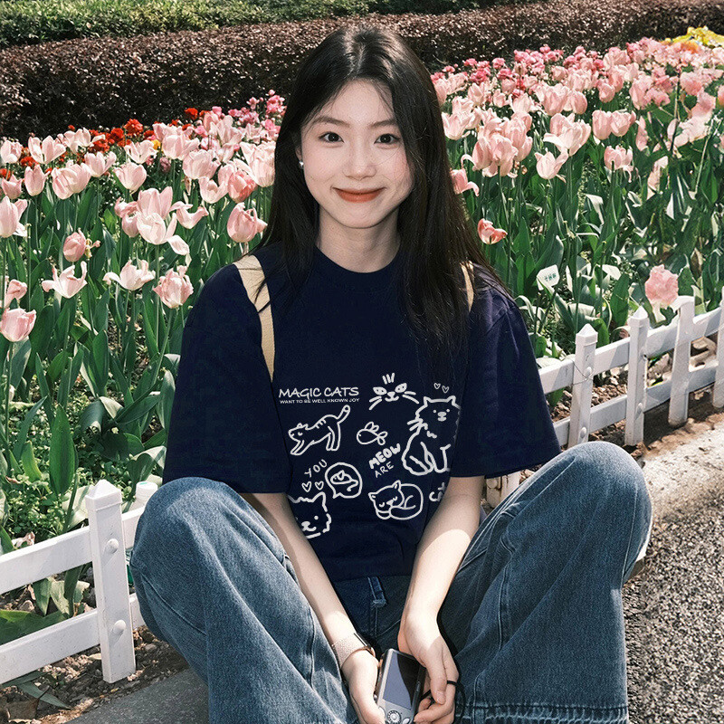 Vasaras brīvs T krekls sievietēm pelēks novājēšanu liels izmērs 200 mārciņas īsām piedurknēm niša labajā plecā apaļš kakla augšējais dizains