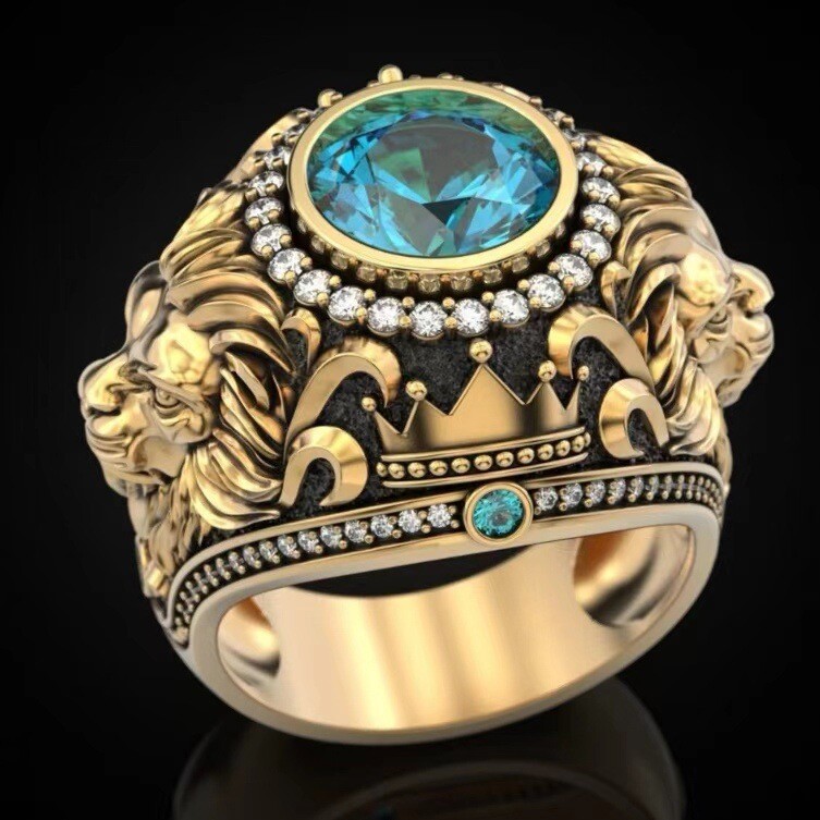 Tarpvalstybinis naujas vyriškas auksinis žiedas retro Europos ir Amerikos vyriškas žiedas