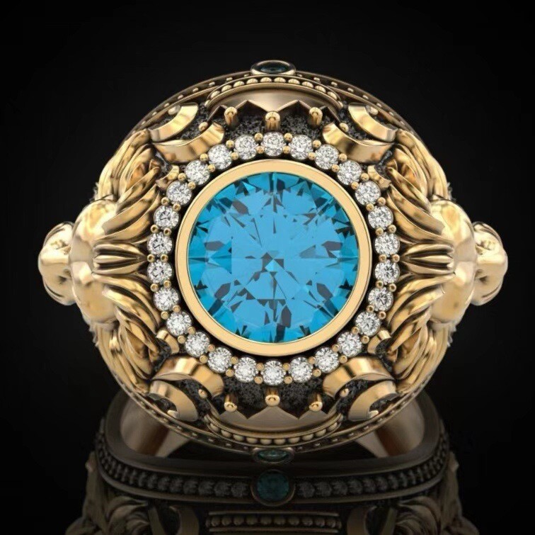 Tarpvalstybinis naujas vyriškas auksinis žiedas retro Europos ir Amerikos vyriškas žiedas